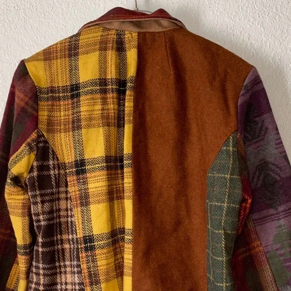 Sacred Threads Wool Blazer Patchwork Plaid Womens Size Small / Medium - Picture 6 of 8